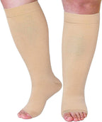 RiToEasysports Compression Socks, Wide Calf Open Toe Design for Athletic Running Nursing Travel for Men Women