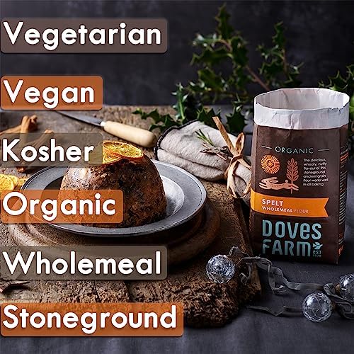 Doves Farm Organic Wholemeal Spelt Flour | Works Well in All Baking | Delicious Wheaty & Nutty Flavor | Healthy Stoneground Ancient Grain Flour | 35.27 Oz/1 kg