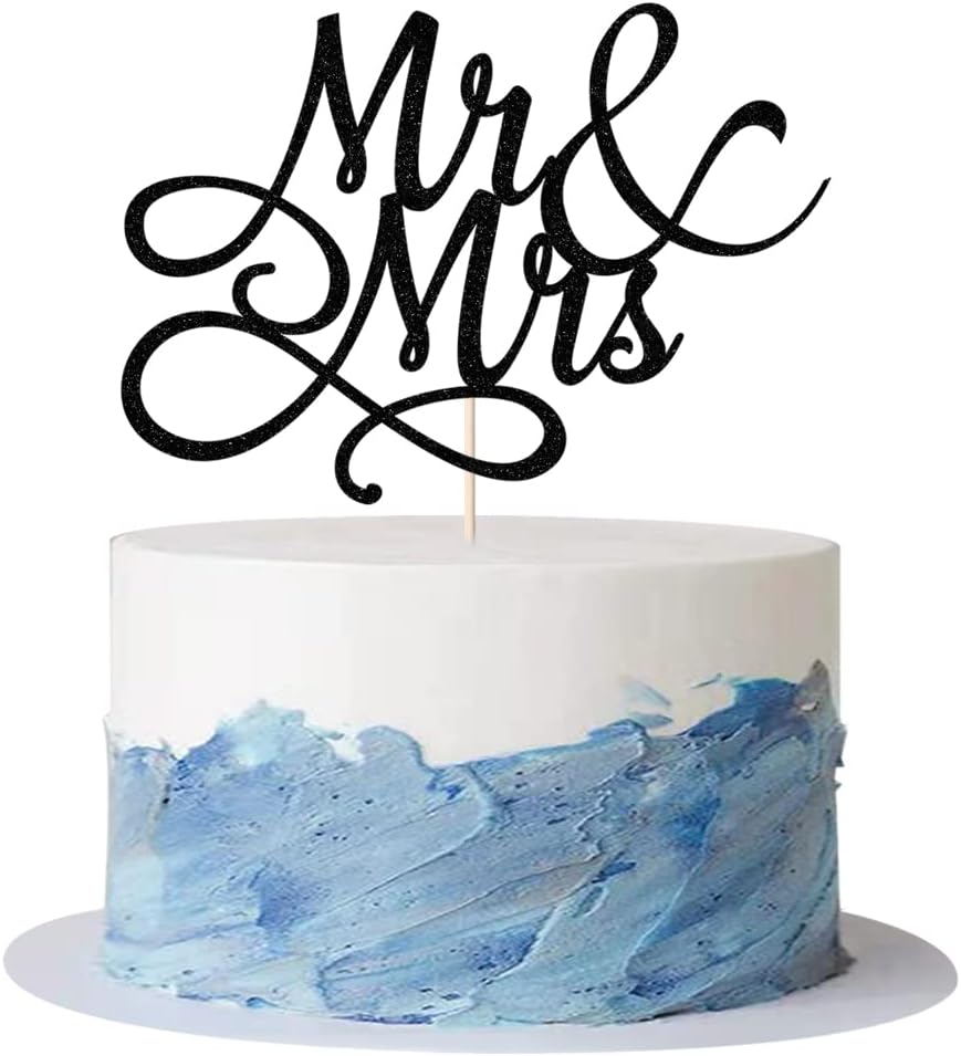 Kaoenla Mr and Mrs Cake Topper, Bride and Groom Logo Wedding, Engagement Cake Topper, Bridal Shower Party Decorations