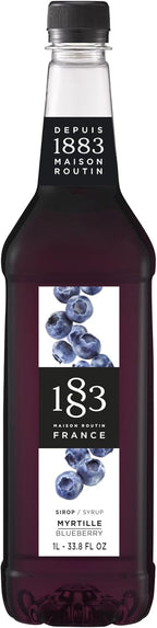 1883 Blueberry Syrup for Drinks, Made in France, 1 Liter Plastic Bottle