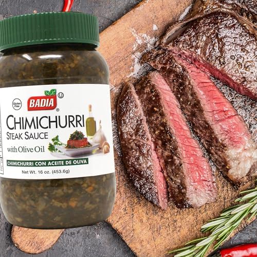 Badia Chimichurri Steak Sauce with Olive Oil 16 oz – Traditional Argentinian-Style Sauce for Grilling, Marinades & Meats