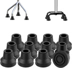 supregear Quad Cane Tips (Set of 12), Rubber Heavy Duty Non-Slip Extreme Grip Cane Replacement Foot - Accessories for Walking and Standing Stick for Women Men Seniors Elderly