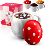 Mushroom Mug With Lid & Gift Box, Toxin Free Heat Retaining Decor Cup Cute Gifts for Women Fly Agaric Mushroom Stuff