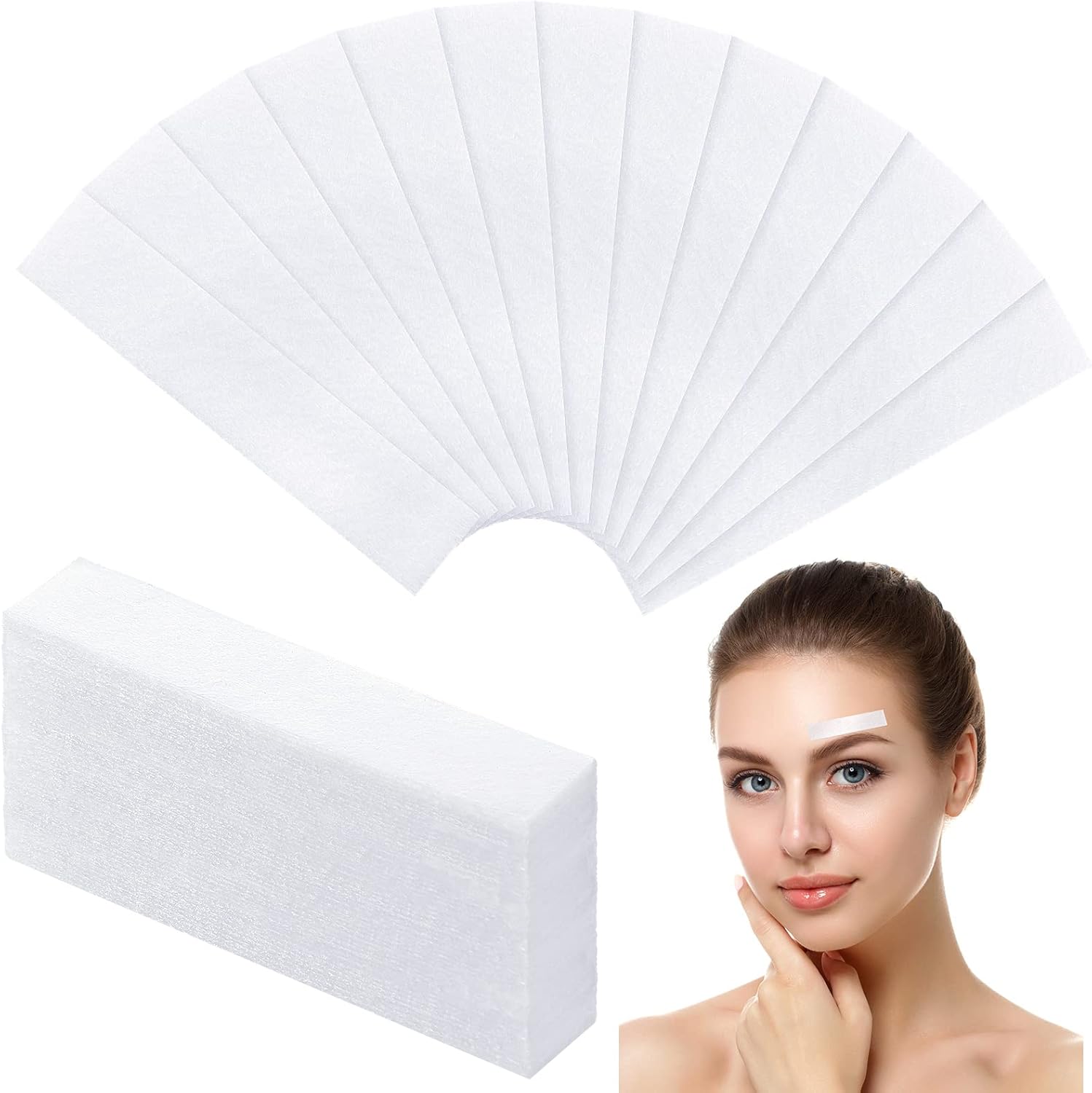 Maitys 400 Pieces Eyebrows Wax Strips Eyebrow Hair Removal Wax Paper Facial Strips for Women Men Lip Body Face(0.39 x 1.97 Inch,White)