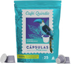 Cafe Quindio Compostable Coffee Pods, compatible with Nespresso Original machines - Gourmet Espresso Coffee - 25 Pods/Bag