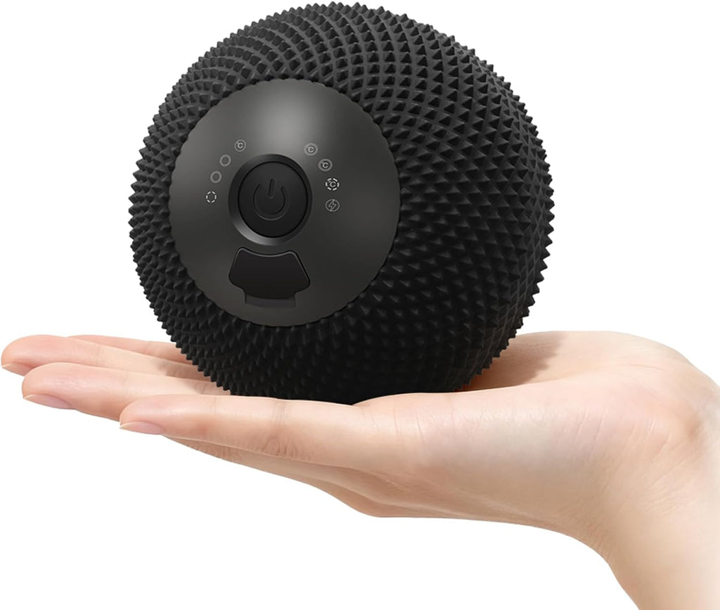 Heating Vibrating Massage Ball with 7 Modes & Memory Function for Myofascial Release, Deep Tissue and Trigger Point Muscle Therapy - Targets Back, Hip, Leg, Neck & Foot (Black)