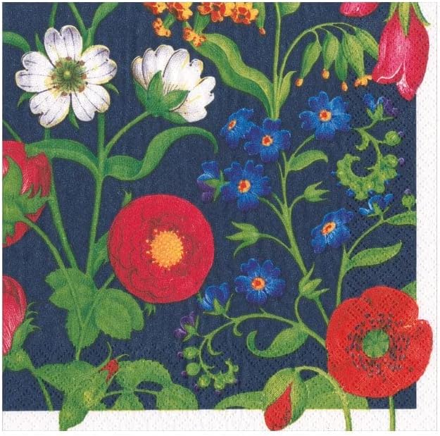Caspari Cloisters Garden Paper Cocktail Napkins in Navy - 20 Per Package - 2 Packages