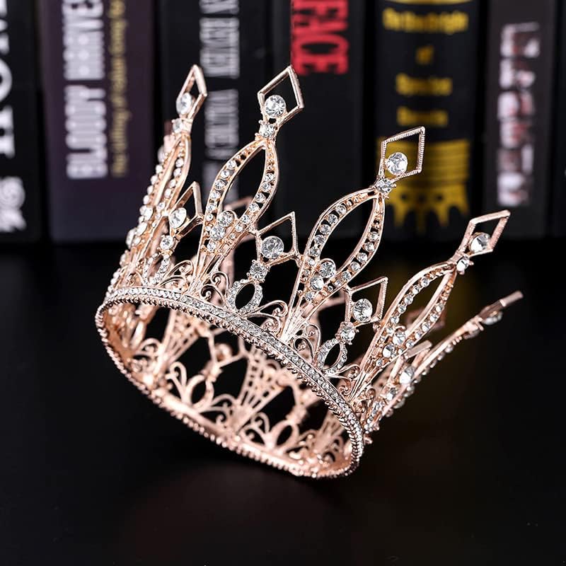 Rhinestone Crown Cake Topper Birthday Party Wedding Decor Supply for Women Lady Girl Bridal Wedding Themed Baby Shower Decorations Birthday Party (Rose Gold)
