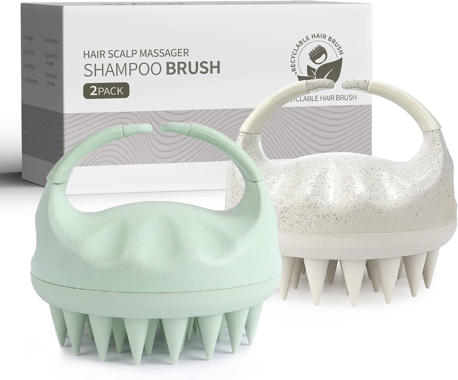 Sndyi 2 Pcs Scalp Massager Shampoo Brush, Scalp Scrubber with Soft Silicone Bristles, Scalp Exfoliator for Dandruff Removal, Scalp Massager for Hair Growth, Wet Dry Hair Brush for Scalp Care