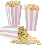 XIEHE 24 Pack Striped Popcorn Boxes - Carnival Parties Mini Paper Popcorn and Candy Containers, Party Supplies for Movie Nights (Pink)