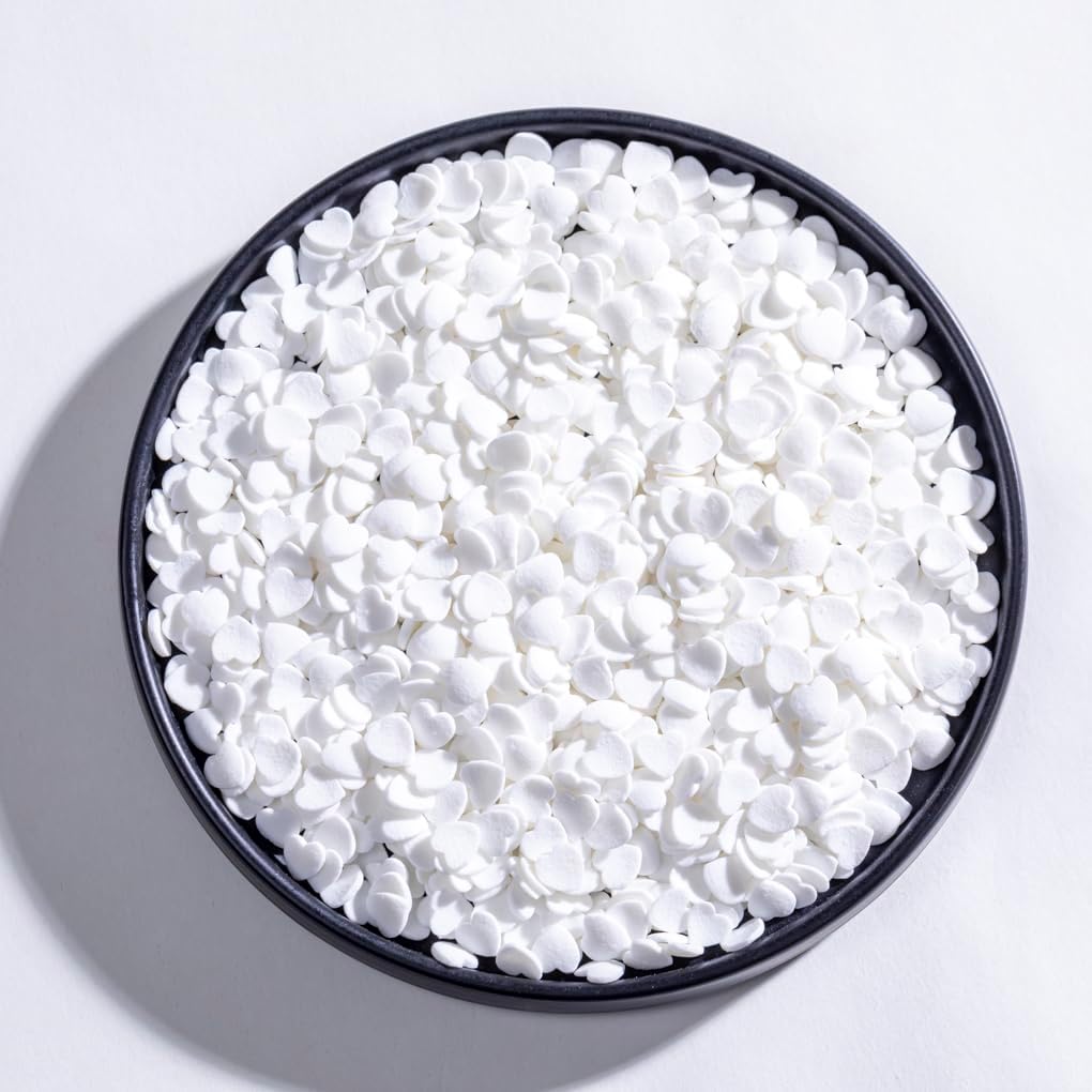 Red Heart Shapes Sprinkles Valentine Jumbo Heart Sprinkles for WEdding Cake Decorating - 3.53 oz/100g. (white)