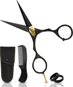 Charlemagne Hand-Forged Japanese Steel Beard & Mustache Scissors - Stainless Steel, 5.5 in - Precision Beard Trimming - Nose Hair Scissors - Fits Mustache Kit & Grooming Kit