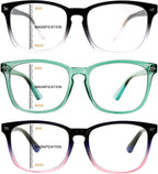 3 Pack Progressive Multifocal Reading Glasses for Women Men Blue Light Blocking Computer Glasses Spring Hinge Readers(3 Mix C3, 2.00)