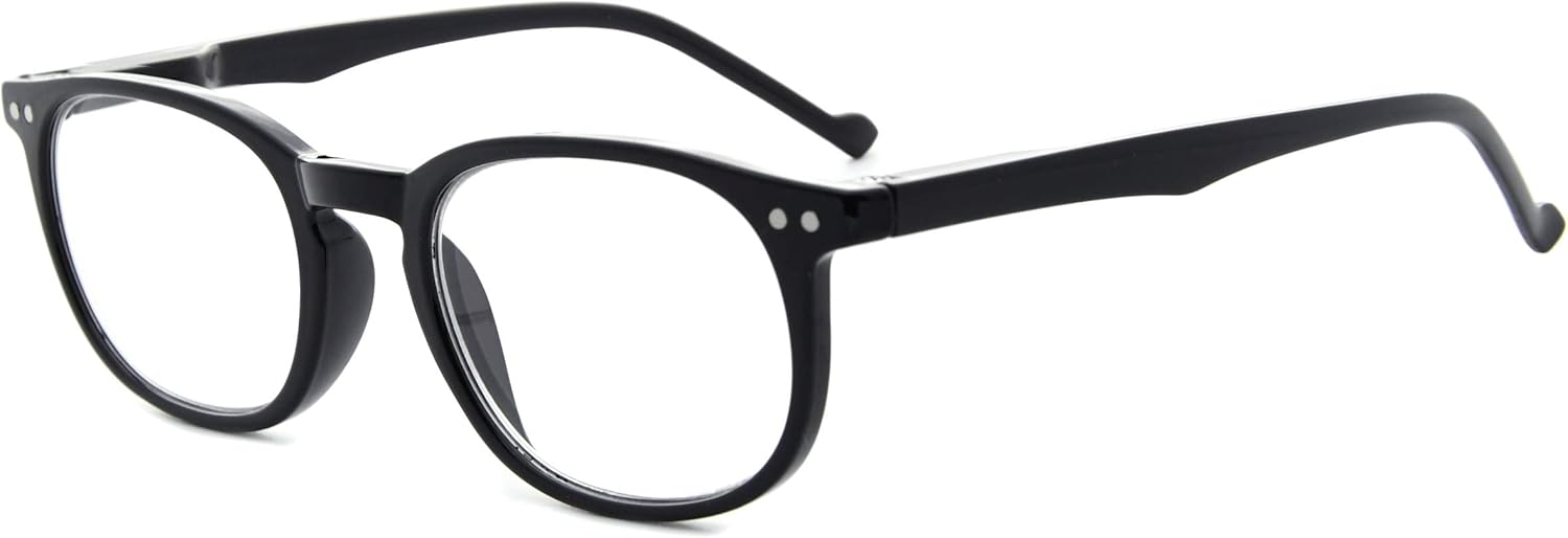 Eyekepper Retro Reading Glasses for Women Reading +1.25 Black Frame Mens Readers Eyeglasses