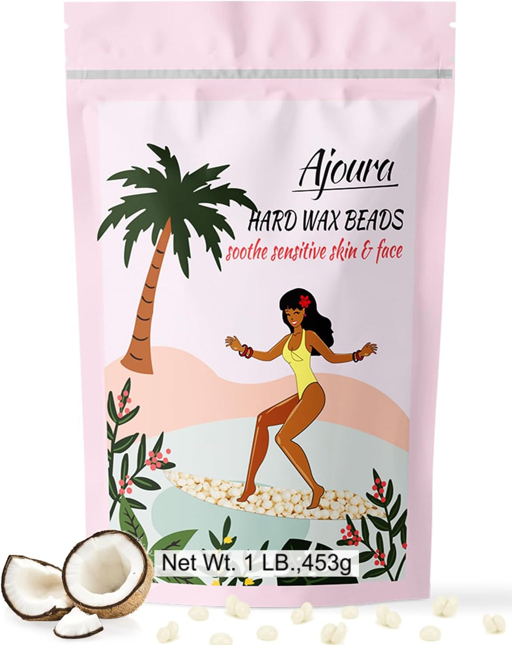 Ajoura 1lb Refill Wax Beans for Hair Removal Kit, Brazilian Coarse Waxing for Bikini, Face, Eyebrow, Back, Chest, Legs, Armpit, At Home Waxing Beads for Women Men