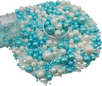 Edible White Blue Sugar Pearls Candy Sprinkles 120G/ 4.23Ounce Baking Cake Sprinkles Cupcake and Cake Topper Cookie Decorations Wedding Party Valentines Halloween Christmas Supplies