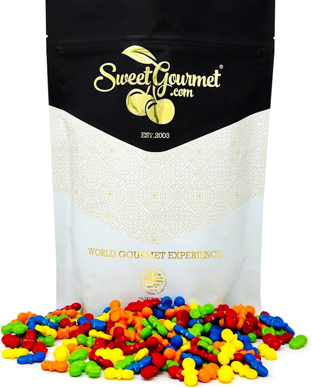 SweetGourmet Bright Pacifiers Coated Pressed Hard Candy | Assorted Fruit Flavors | 1 Pound