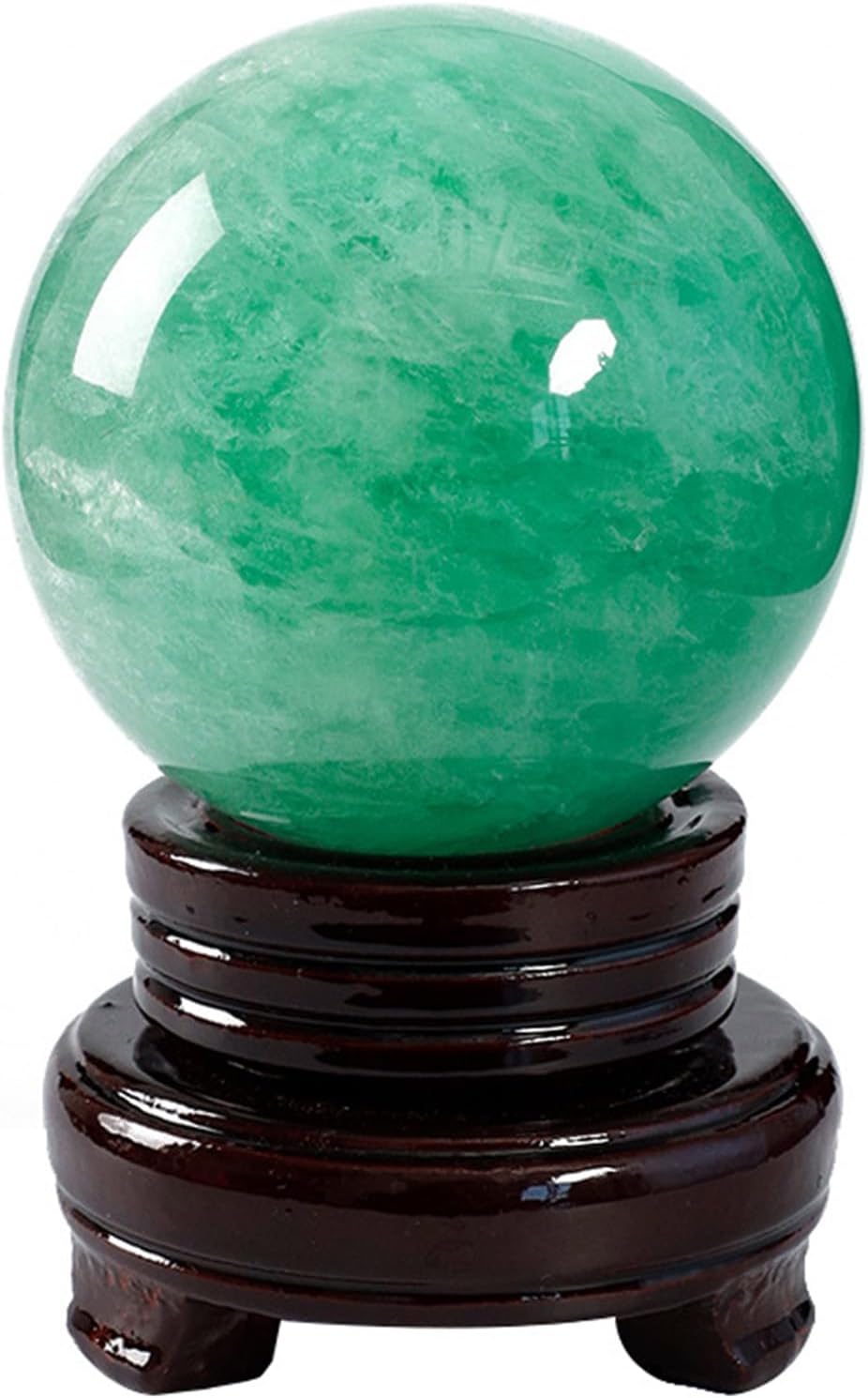 Crystal Decor Green Fluorite Crystal Ball with Stand Polished Divination Ball Decorative Sphere Stone Photography Quartz Crystal Sphere,6cm/2.4in