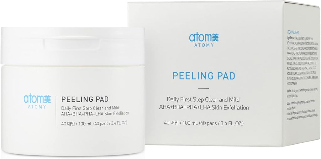 A.T.O.M.Y. Peeling Pad 40 Pack - Dual-Sided Exfoliating Peel Pads for Face - Gentle Moisturizing Glycolic Acid with White Flower Extracts - Facial Radiance and Resurfacing for Healthier Skin