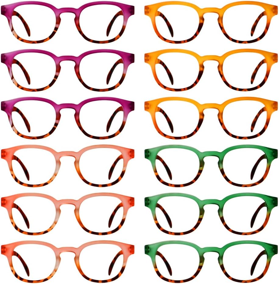 Eyekepper 12-Pack Spring Hinges Reading Glasses for Women Cute Readers Ladies +1.50