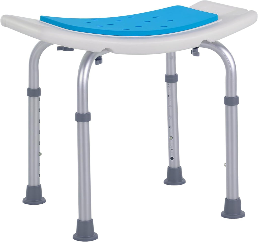 Homcom 6-Level Adjustable Curved Bath Stool Spa Shower Chair Non-Slip Design for The Elderly, Injured, & Pregnant Women