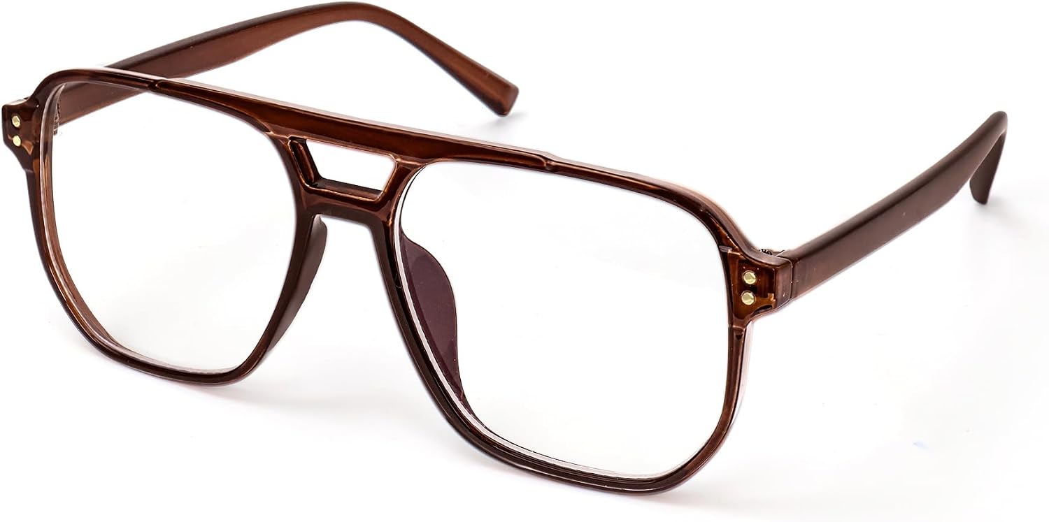 Blue Light Blocking Glasses Fake Nerd Clear Oversized Computer Lightweight Pilot Glasses Frame C8003