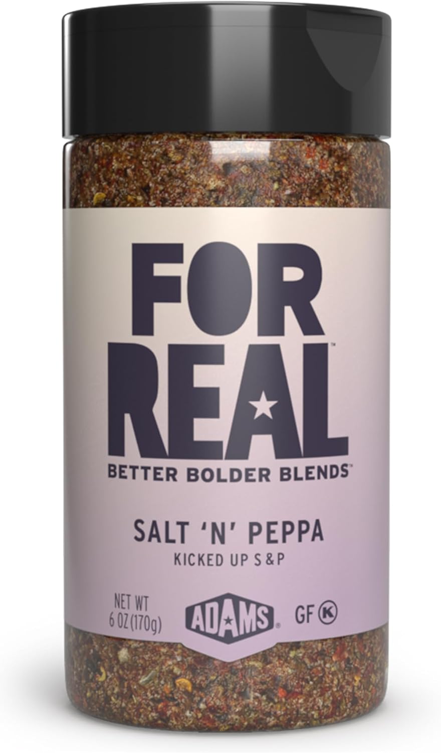 FOR REAL Salt 'N' Peppa Seasoning - 5 Pepper & 5 Salt Blend for Steak, Eggs, Chicken & More - Gluten Free, Kosher, No Seed Oils or MSG - Bold Twist on Classic S&P - 6oz
