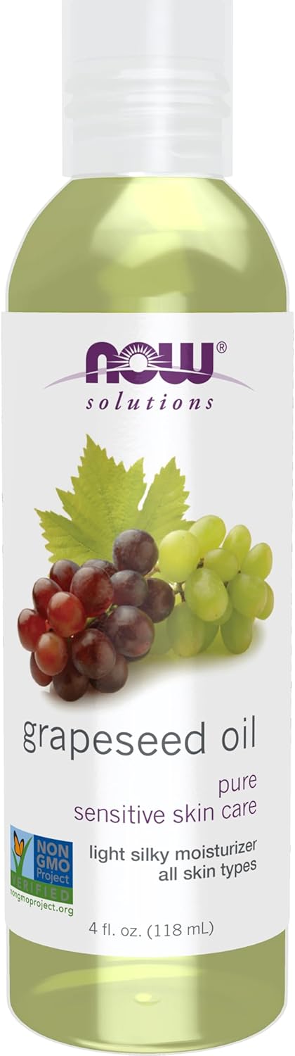 NOW Solutions, Grapeseed Oil, Skin Care for Sensitive Skin, Light Silky Moisturizer for All Skin Types, 4-Ounce
