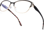 SKYWAY Women's Reading Glasses Elegant Blue Light Blocking Readers Computer Glasses Eyewear Black 2.0x