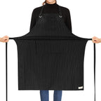 ROTANET Stripe Stretch Apron for Men Women Chef Big and Tall Large Striped Aprons with Pockets for Kitchen Cooking Waterproof