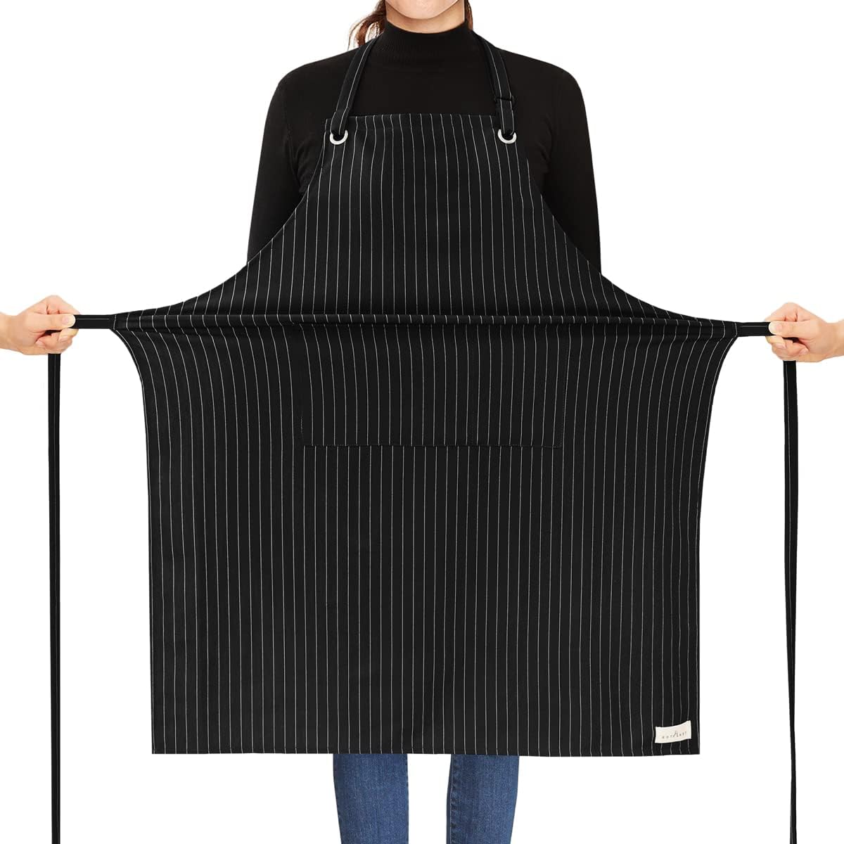 ROTANET Stripe Stretch Apron for Men Women Chef Big and Tall Large Striped Aprons with Pockets for Kitchen Cooking Waterproof