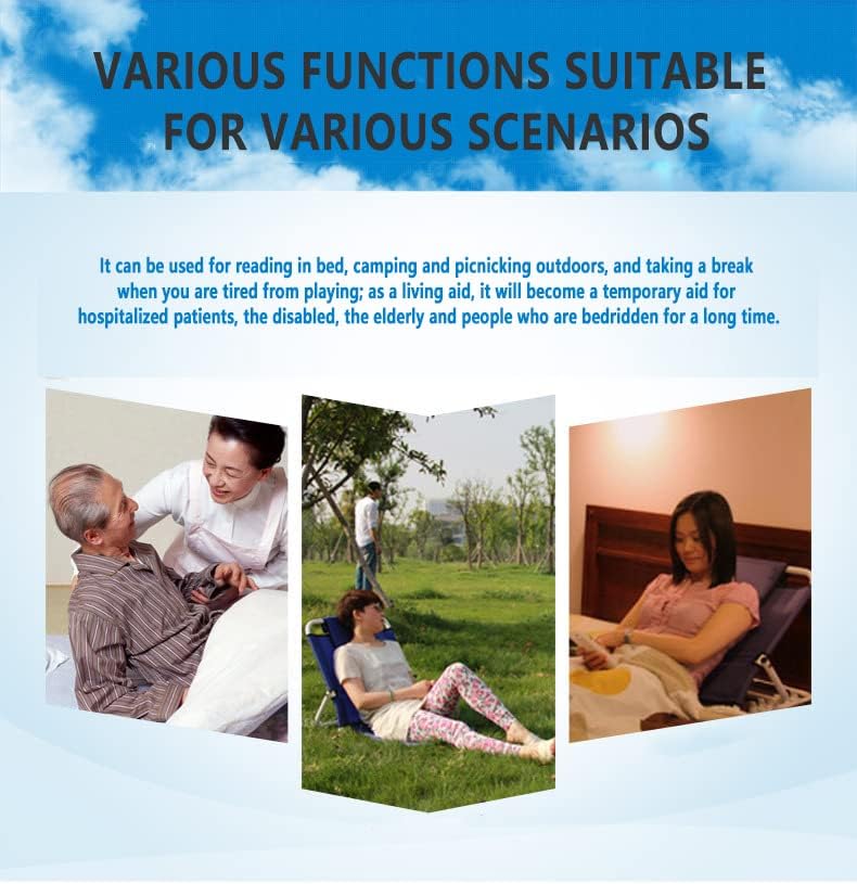 Folding Rest Breathable Bed Backrest, Portable Lifting Bed Backrest Support for Disability, with Adjustable Headrest,Gray