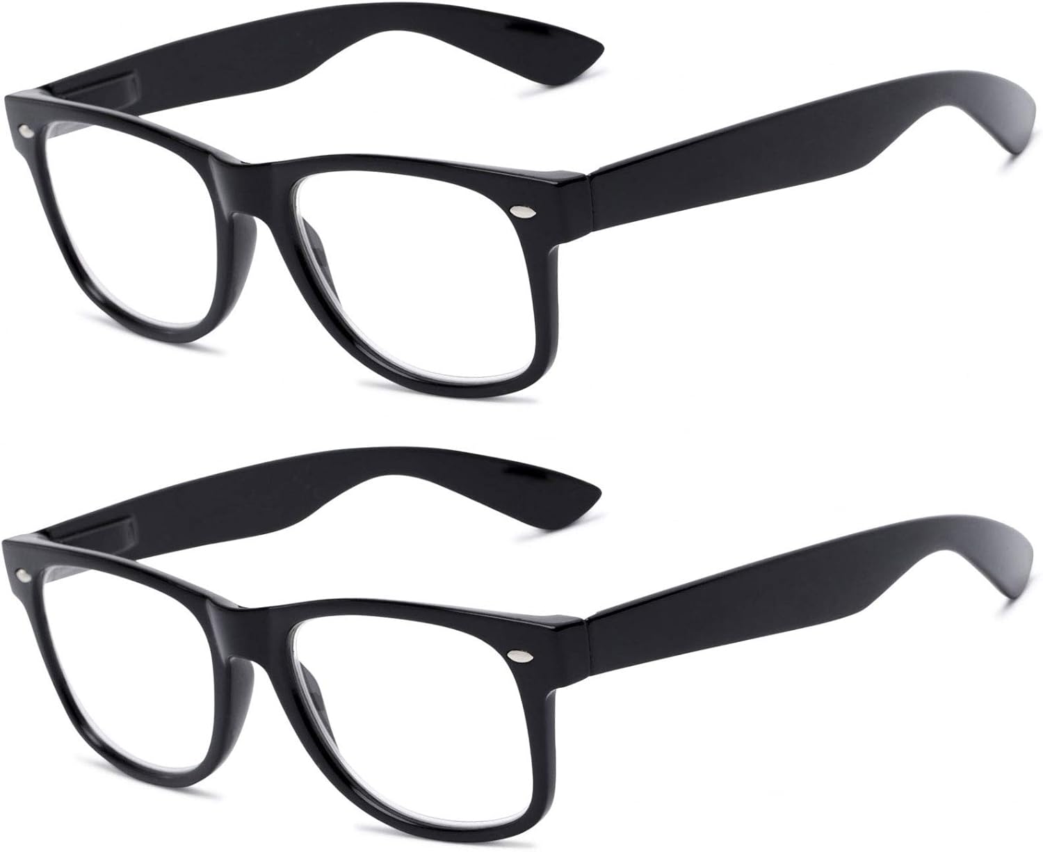 2 Pairs Vintage Retro Inspired Clear Lens Reading Glasses Full Lens Reader for Men and Women