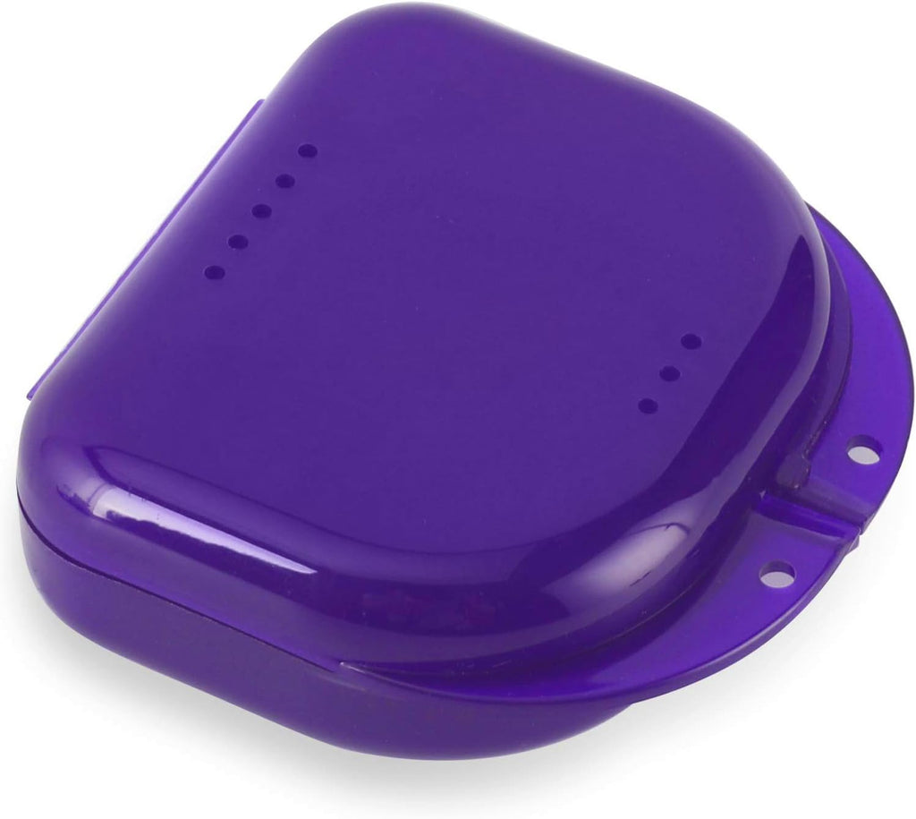 Annhua Dental Mouth Guard case Orthodontic Retainer Cases Container with Vent Holes, Denture Holder Clear Aligner Box for Household|Office|Travel - Dark Purple