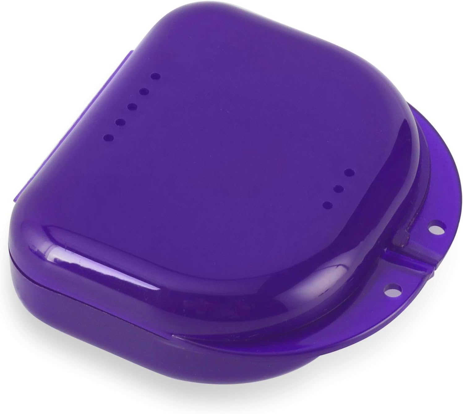 Annhua Dental Mouth Guard case Orthodontic Retainer Cases Container with Vent Holes, Denture Holder Clear Aligner Box for Household|Office|Travel - Dark Purple