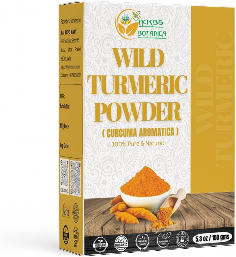 Herbs Botanica Wild Turmeric Powder Exfoliator| Amba Haldi Powder | Kasturi Manjal | Kasturi Turmeric150 Gms / 5.30 oz