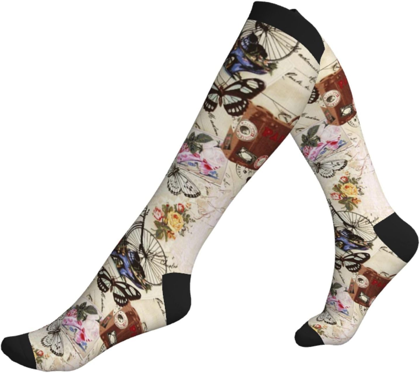 Tour Eiffel Vintage, Paris Men'S And Women'S Compression Socks - Suitable For Running And Travel - Breathable Calf Support Socks