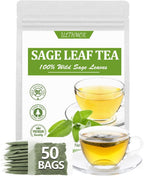 Premium 50 Sage Tea Bags, Made with 100% Natural Sage Leaves, No Additives & Caffeine Free.
