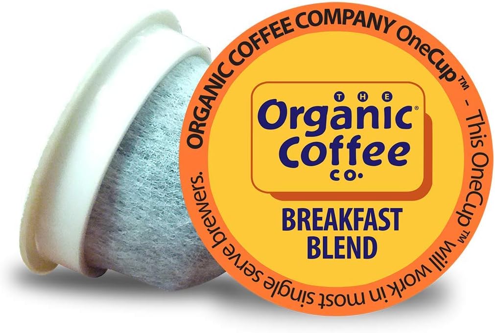 The Organic Coffee Co. Compostable Coffee Pods - Breakfast Blend (36 Ct) K Cup Compatible, Medium Roast, USDA Organic