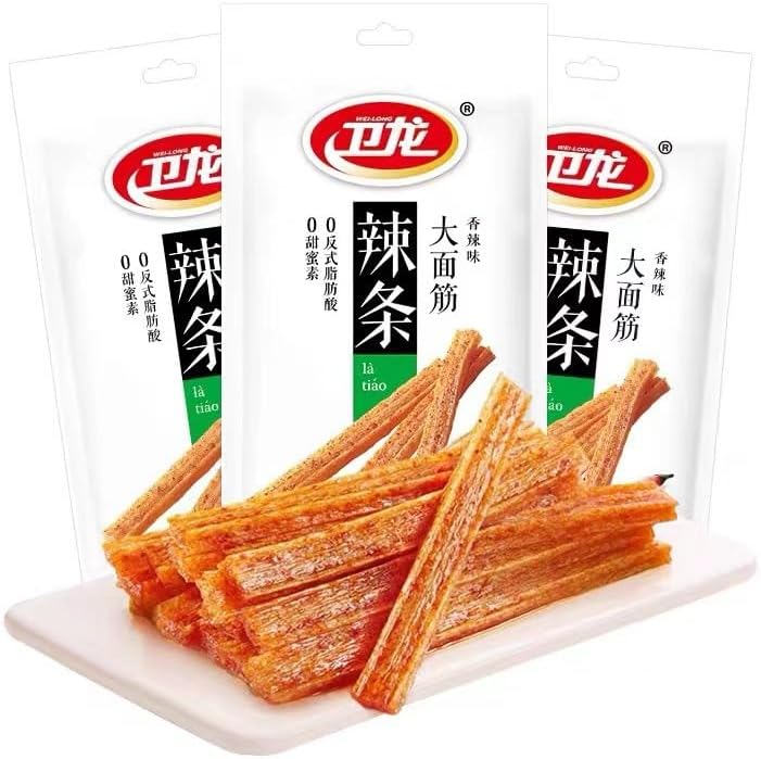Handmade Spicy Strips (65g/Bag), Made Of Wheat/Chili/Spices, Low Sugar And Low Calorie, Snack Gift, Nostalgic Childhood Snacks, Chinese Specialty Leisure Snacks, The Best Vegetarianism 65g (Pack Of 3)