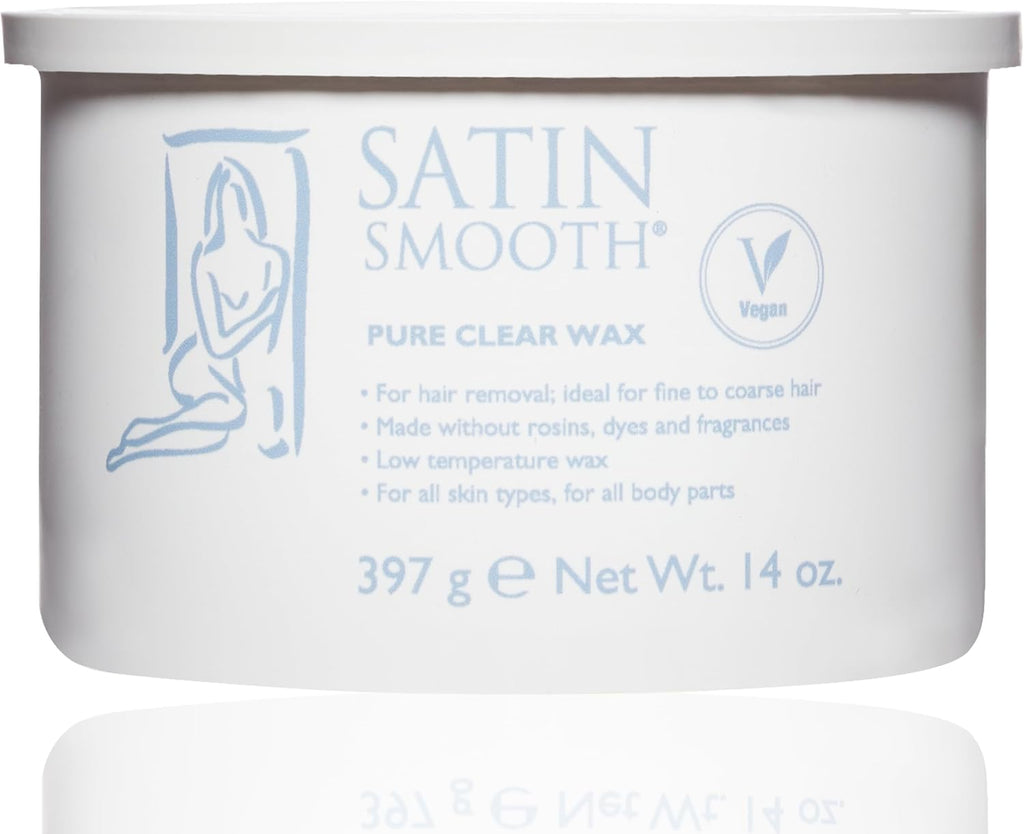 Satin Smooth Pure Clear Soft Wax – Hair Removal Wax for Face & Body, Sensitive Skin, Professional Waxing for Fine to Medium Hair, 14 oz