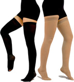 2 Pairs Anti Embolism Ted Hose Thigh High 15-20 mmHg Compression Stocking,Post Surgery Support Compression Socks with Inspect Toe Hole for Women & Men