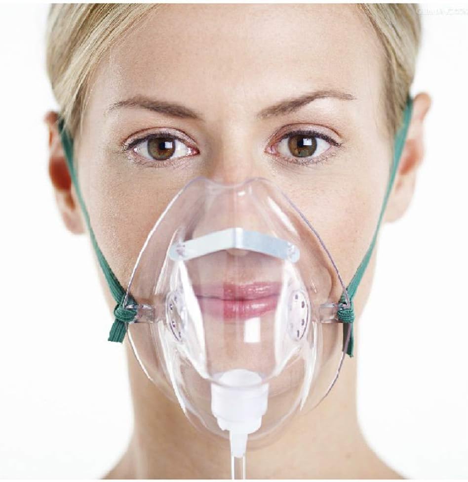 yuwell Adult Oxygen Mask with 6.6' Tubing - Soft - XL Size - 10 Pack