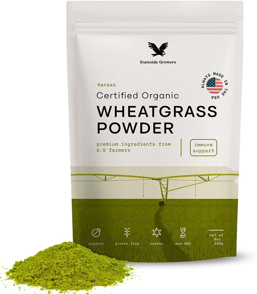 Organic Wheatgrass Powder - 100% Whole-Leaf Powder for Energy, Detox & Immunity Support - Rich in Immune Vitamins, Fibers, and Minerals - Vegan-Friendly, Raw & Gluten-Free (8 Ounce)