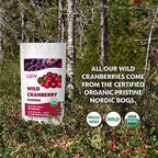 Organic Freeze-Dried Cranberry Powder – Pure, 100% Natural Wild Whole Fruit, Certified Organic from Nordic Forests – Non-GMO, No Added Sugar – 3.2oz (18 Servings)
