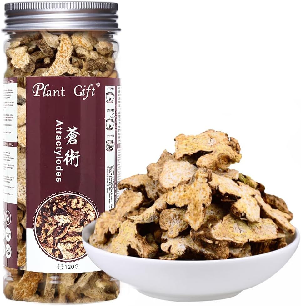 Plant Gift 100% Pure Cang Zhu Atractylodes Tea, 苍术 Dried Bulk Herbs Chinese Herbs, Atractylodes Macrocephala, Rhizoma Atractylodis 120G/4.23oz