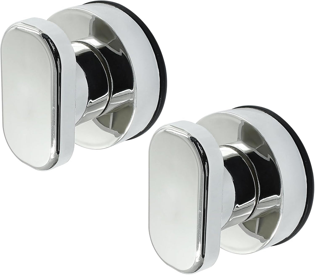 2 Pack Powerful Suction Cup Glass Mirror Door Handle, Refrigerator Drawer Bathroom Suction Cup Wall Armrest, Bathtub Shower Handle Kitchen Drawer Cabinet Knob Suction Cup, Silver