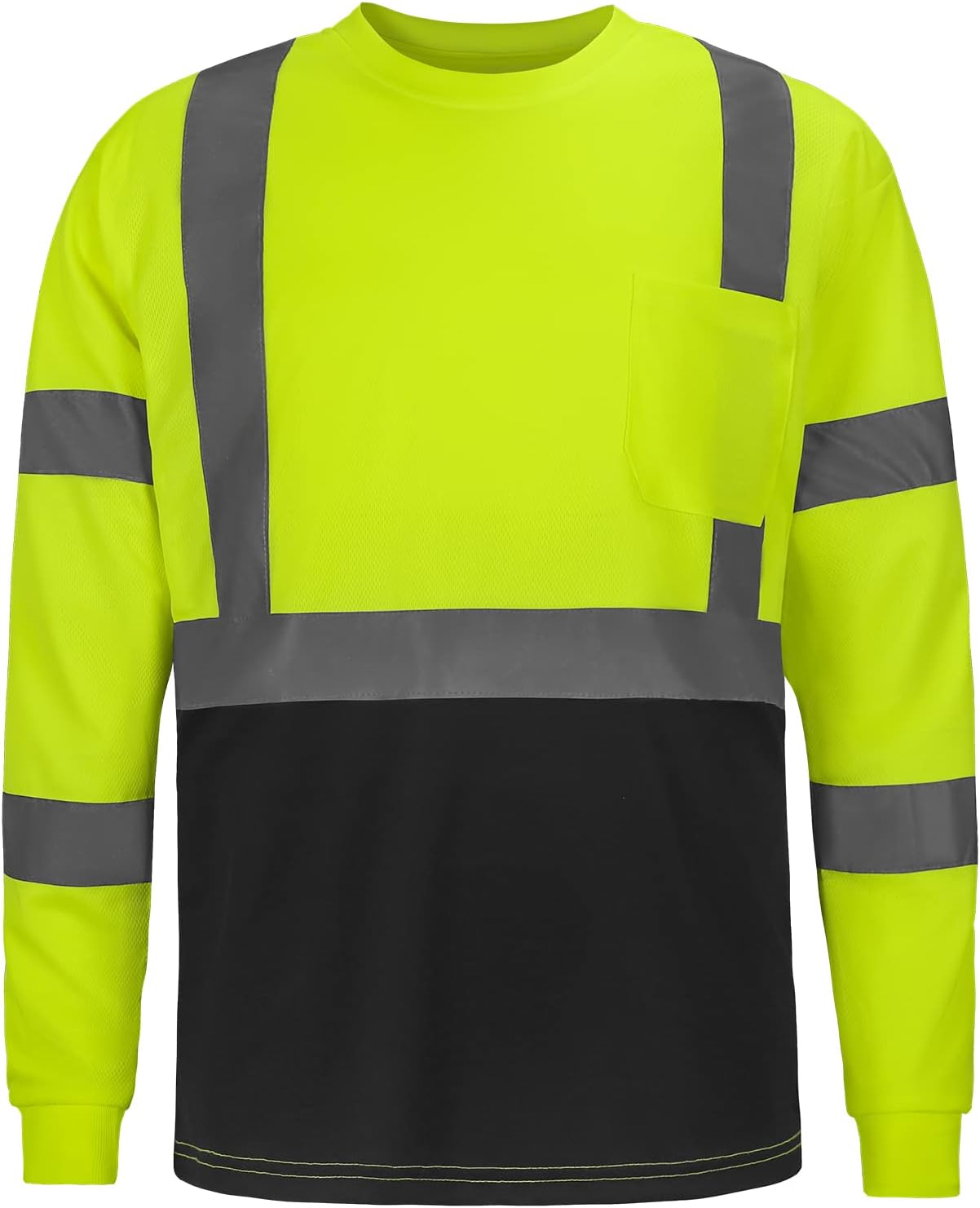 High Visibility Class 3 Shirts，Hi Vis Safety Long Sleeve Quick Dry Mesh Construction Work