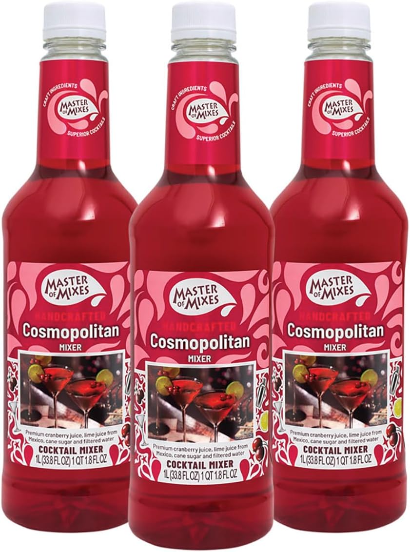 Master of Mixes Cosmopolitan Drink Mix, Ready To Use, 1 Liter Bottle (33.8 Fl Oz), Pack of 3