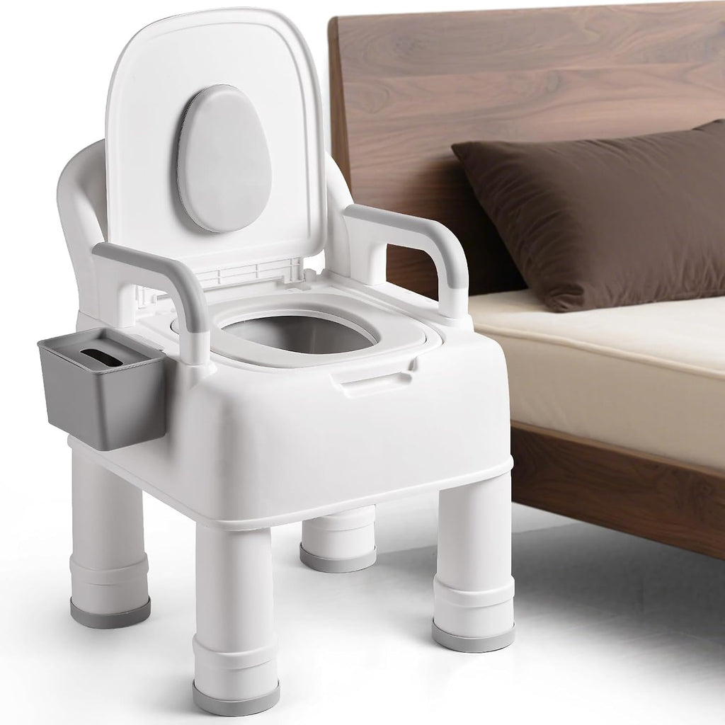 Bedside Commode for Seniors, Portable Commode Chair for Adult, Adjustable Seat Height Toilet Chair, Up 700lbs Heavy Duty Bedside Commodes for Seniors, Patient